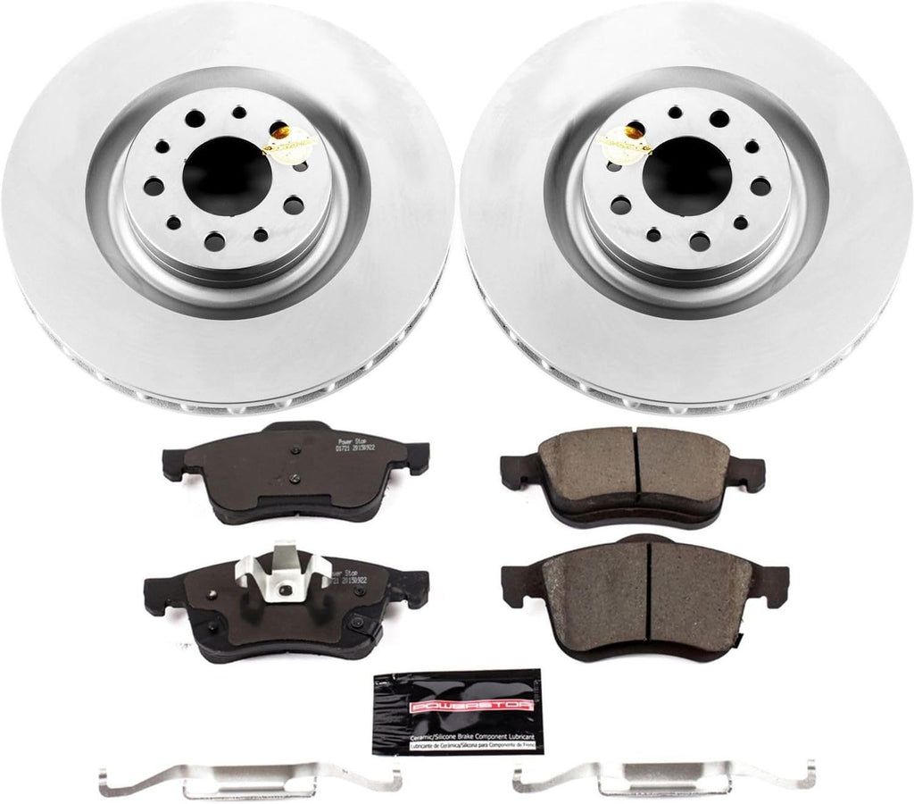 PowerStop Front Brake Kit for Fiat 500L 2014-20 - Fully-Coated Disc Rotors with Z23 Carbon-Fiber Ceramic Brake Pads Upgrade, CRK6840