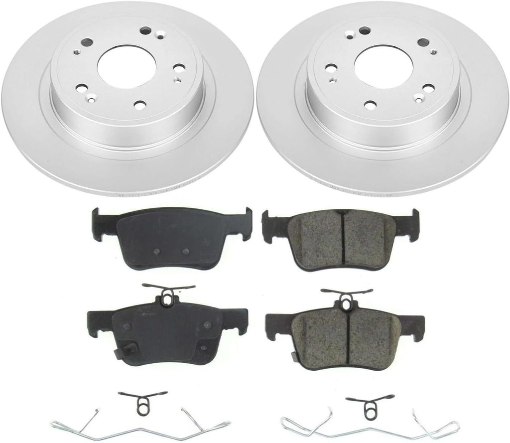 PowerStop Rear Brake Kit for Honda Accord 2018-25 - Fully-Coated Disc Rotors with Z17 Ceramic Brake Pads Replacement, CRK8063