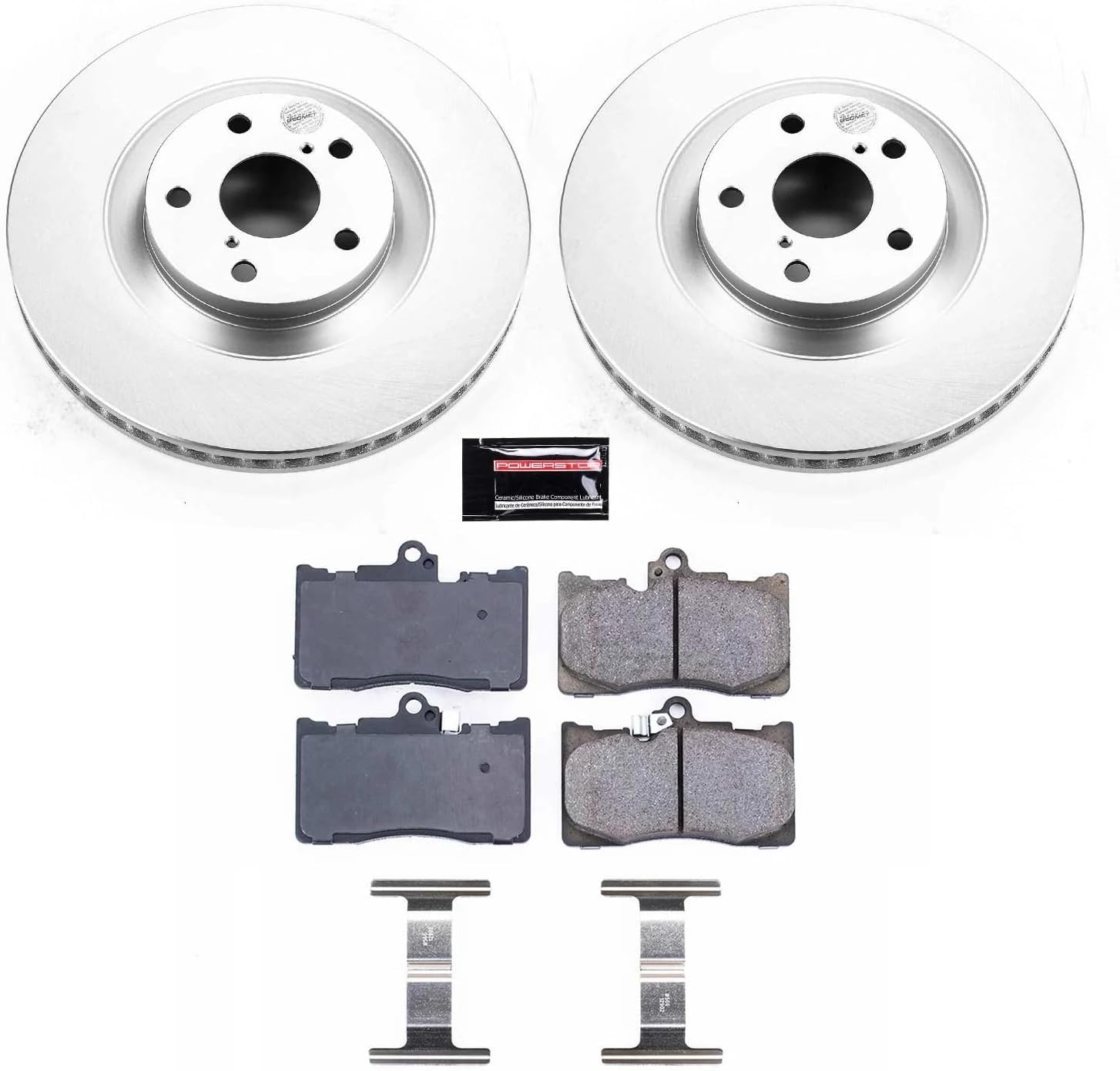 PowerStop Front Brake Kit for Lexus GS350 2011 |GS450h 2011 |GS460 2011 |IS350 2011-13 - Fully-Coated Disc Rotors with Z17 Ceramic Brake Pads Replacement, CRK6353