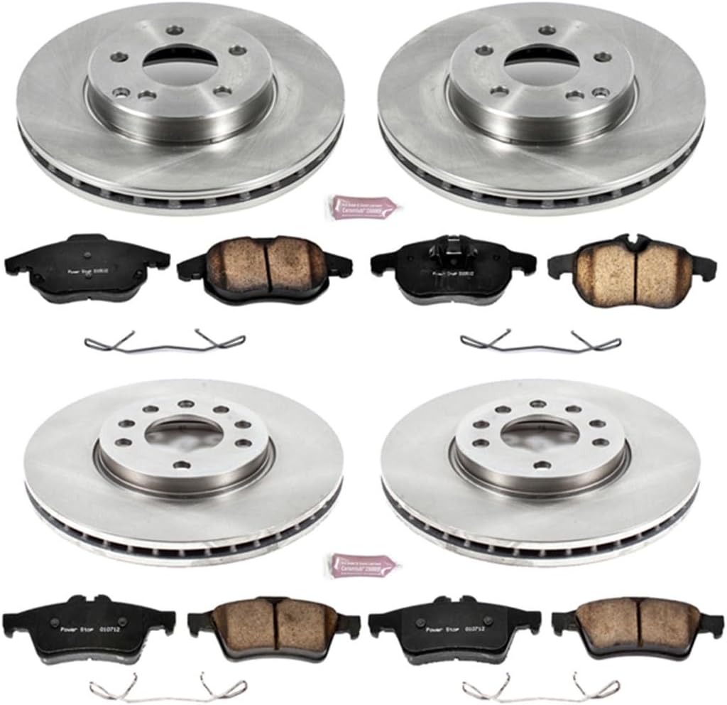 PowerStop Front and Rear Brake Kit for Saab 9-3 2003-11 - Z17 Ceramic Brake Pads & Disc Rotors Replacement, KOE979