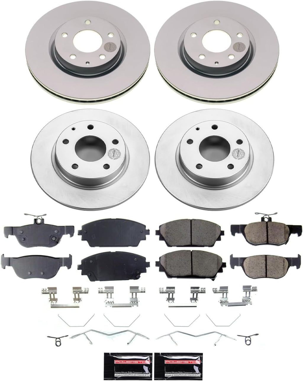 PowerStop Front and Rear Brake Kit for Mazda 3 2019-24 - Fully-Coated Disc Rotors with Z17 Ceramic Brake Pads Replacement, CRK8813
