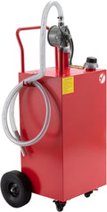 35 Gallon Fuel Caddy, Fuel Storage Tank & 4 Wheels, with Manual Transfer Pump for Cars, Boats, Lawnmowers, Motorcycles