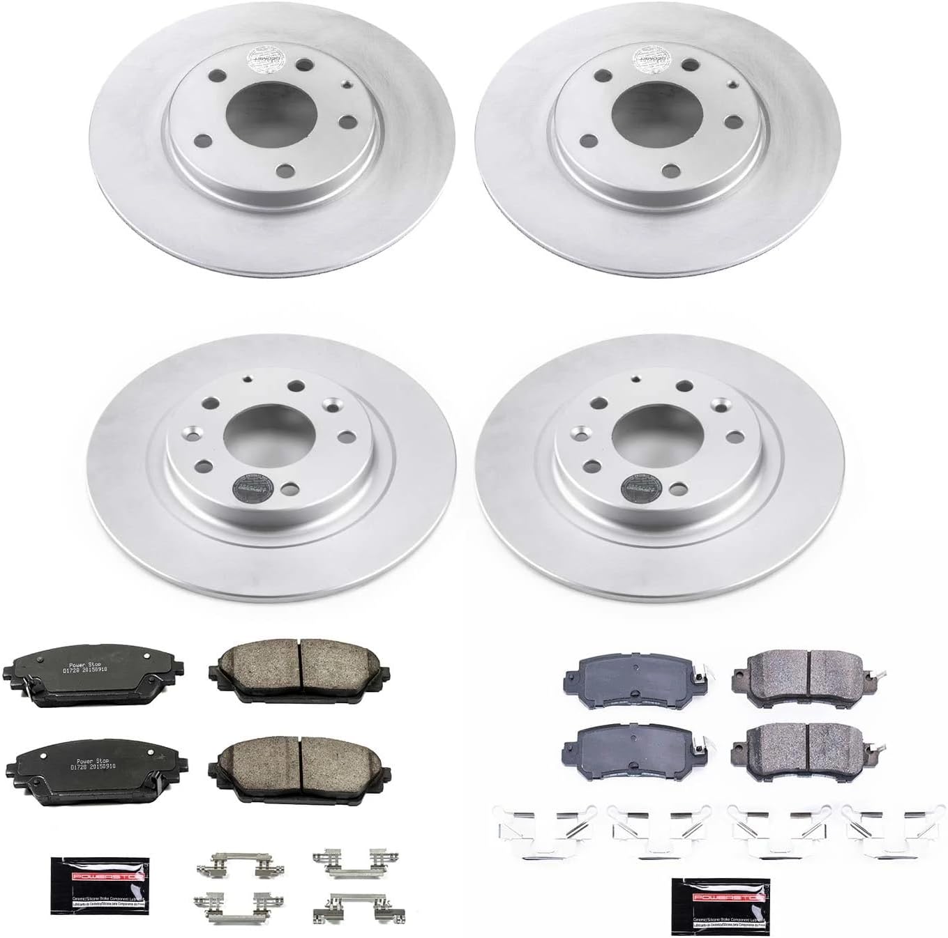 PowerStop Front and Rear Brake Kit for Mazda CX-3 2016-18 - Fully-Coated Disc Rotors with Z17 Ceramic Brake Pads Replacement, CRK7608