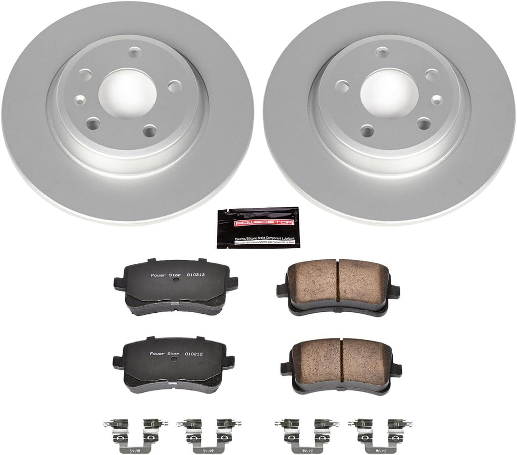 PowerStop Rear Brake Kit for Audi A4 2009-16 |A4 Quattro 2009-16 |A5 2010-14 |A5 Quattro 2008-17 |allroad 2013-16 - Fully-Coated Disc Rotors with Z23 Carbon-Fiber Ceramic Brake Pads Upgrade, CRK4745