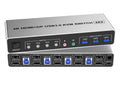 4K@60Hz USB 3.0 Displayport+HDMI KVM Switch 2 Monitors 4 Computers, 4 Port Dual Monitor HDMI+DP Monitor Switch for 4 PC(EU Plug)