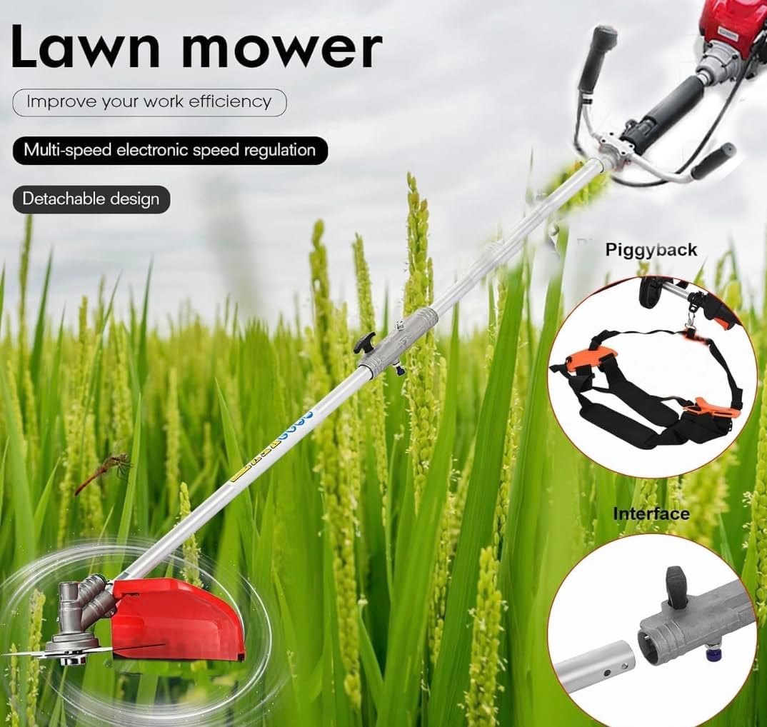 Gx35 Brush Cutter 3 in 1 Weed Eater Lawn Mower Cultivator Tiller Gas Hedge Trimmer Yard Tool