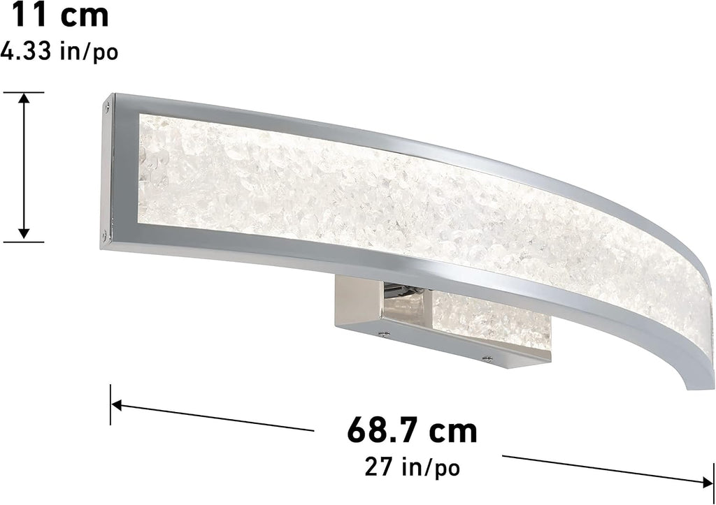 Artika Glitter 27W LED Modern and Glam Vanity Light Fixture, Chrome - Ideal for Bathroom Lighting, 1900 Lumens, Warm White Light 3000 Kelvin, No Bulb Required