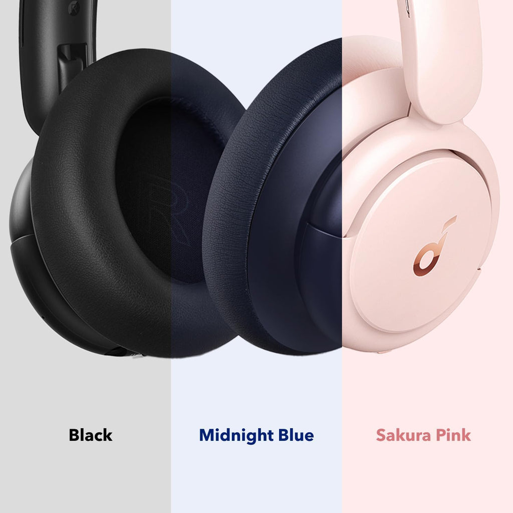 Soundcore Q30 by Anker, Hybrid Active Noise Cancelling Headphones, Multiple Modes, Hi-Res Audio, Custom EQ via App, 50H Playtime, Comfortable Fit, Bluetooth, Multipoint Connection.(Black & Pink)