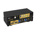 2 Port MST KVM Switch Displayport 2 Computers 2 Monitors (1 DP in, 2 DP Out) 4K60Hz 2K144Hz with Audio, Microphone, Cables, and Hub Supports Hot Key Switching Suit for Laptop Use Dual Monitors