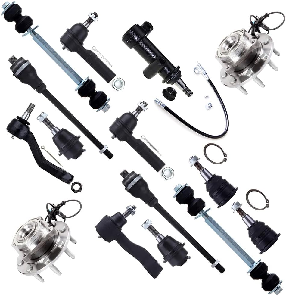 SCITOO 15pcs Front Suspension Kit Idler Pitman Arm Inner Outer Tie Rod Ends Sway Bar Links Lower Upper Ball Joints Wheel Bearing Hub for Chevy Silverado 2500 HD Suburban 2500 for GMC Sierra 2500 HD