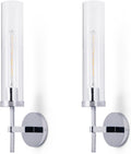 Set of 2 Hardwired 19-Inch Chrome Wall Sconces, Chrome Bathroom Light Fixtures, Vanity Lights for Bathroom, Wall Lights for Living Room (Bulb Included)