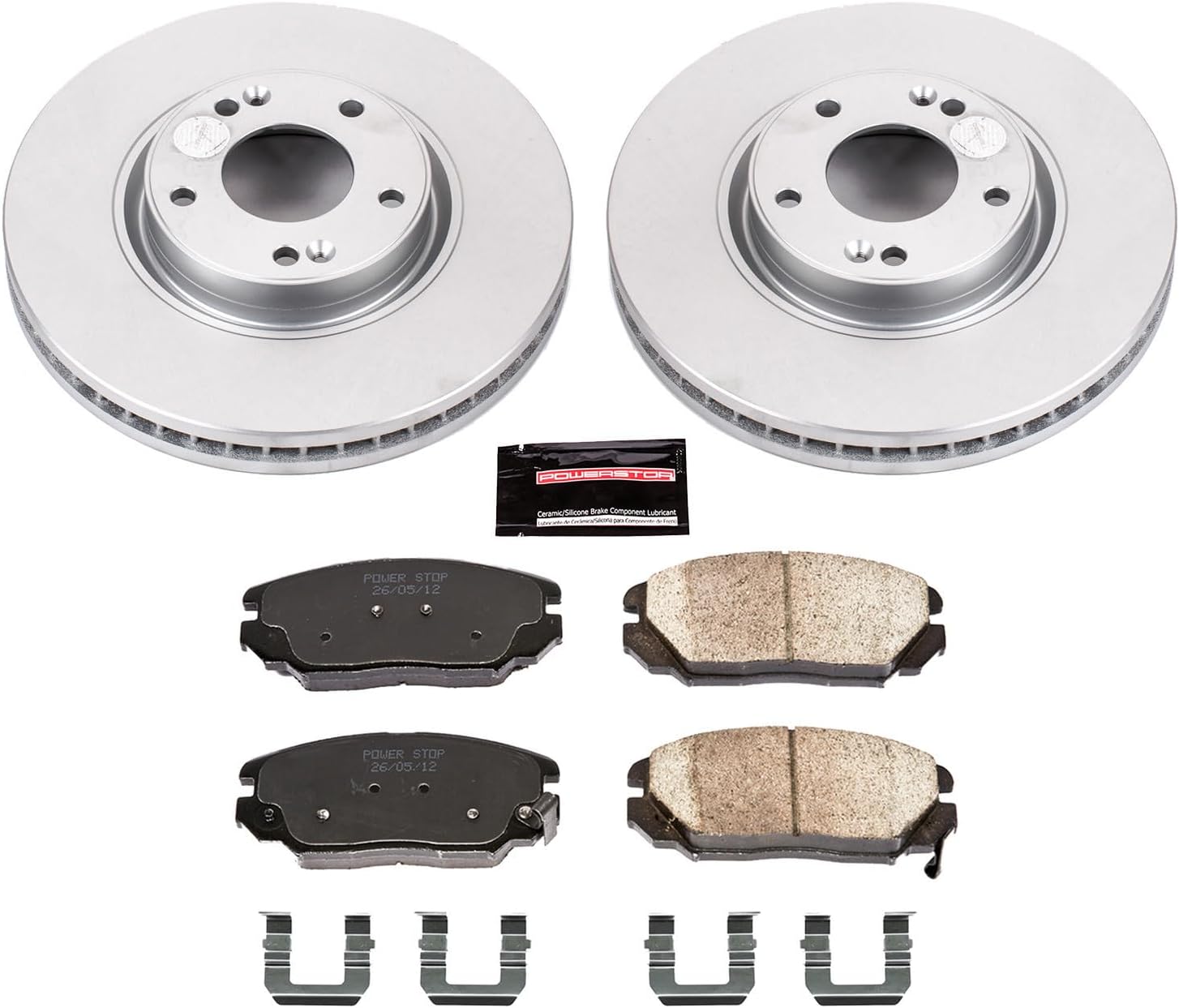 PowerStop Front Brake Kit for Hyundai Azera 2006-11 | Kia Amanti 2007-09 - Fully-Coated Disc Rotors with Z17 Ceramic Brake Pads Replacement, CRK4646