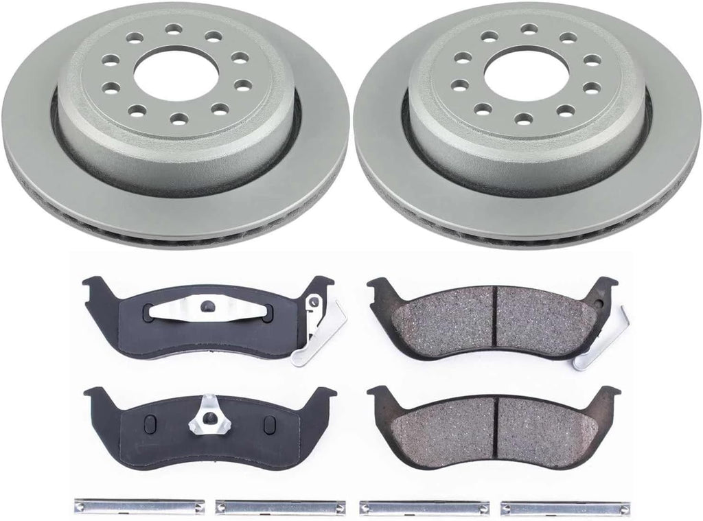 PowerStop Rear Brake Kit for Lincoln Town Car 2003-11 - Fully-Coated Disc Rotors with Z17 Ceramic Brake Pads Replacement, CRK5293
