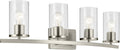 Kichler Crosby 31.25' 4-Light Bathroom Vanity Light Fixture with Clear Glass in Brushed Nickel, Modern Wall Mount Lighting for Bathroom Over Mirror (31.25' x 8.75'), 45498NICLR