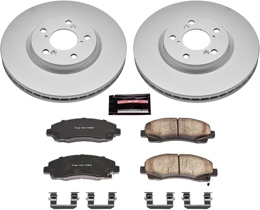 PowerStop Front Brake Kit for Honda Ridgeline 2006-11 - Fully-Coated Disc Rotors with Z17 Ceramic Brake Pads Replacement, CRK2429