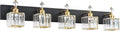 PRESDE Crystal 5 Light Bathroom Vanity Lights Modern Black and Gold Bathroom Lights Fixtures Over Mirror Modern Bath Wall Lighting