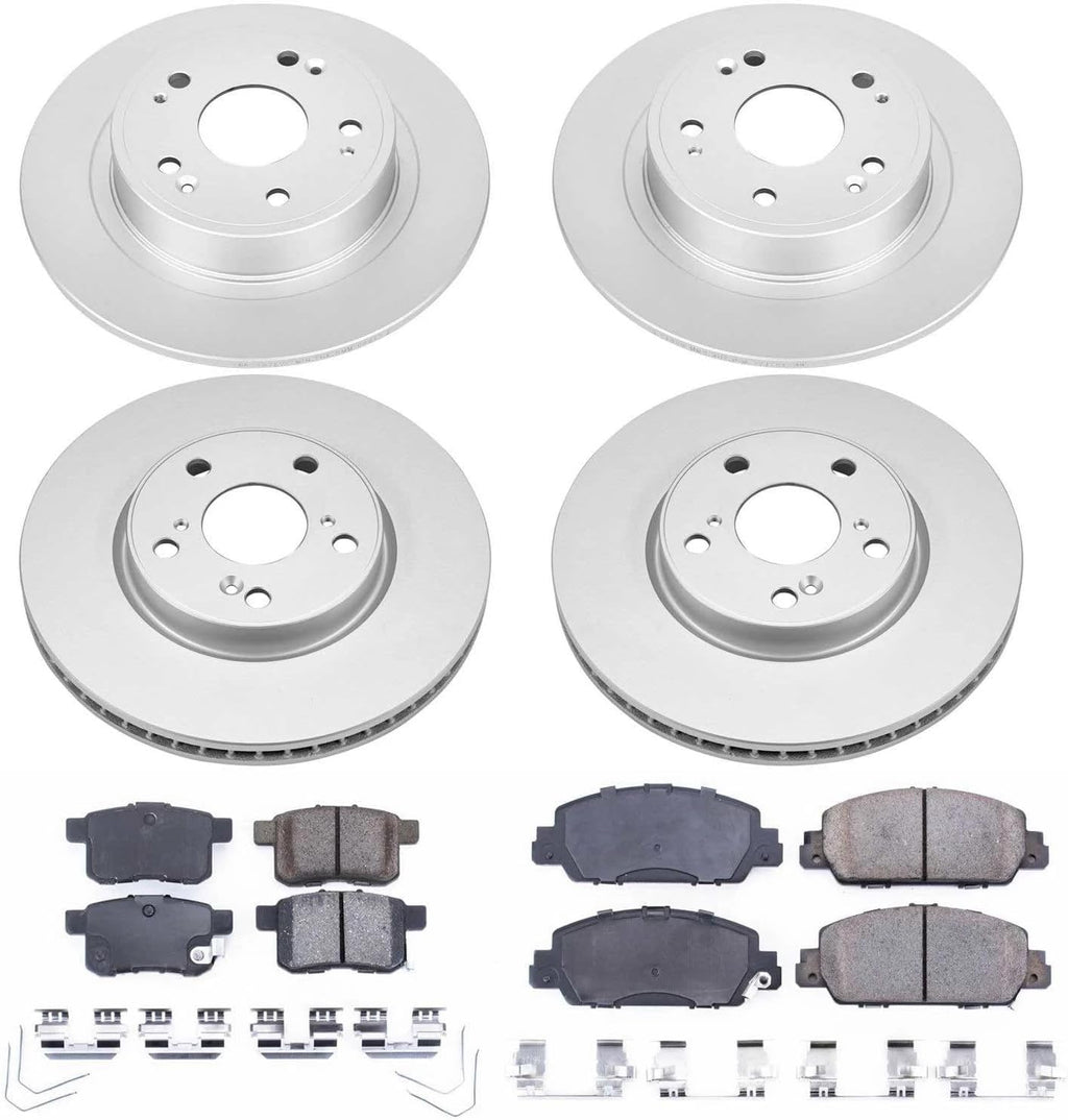 PowerStop Front and Rear Brake Kit for Honda Accord 2013-17 - Fully-Coated Disc Rotors with Z17 Ceramic Brake Pads Replacement, CRK6778
