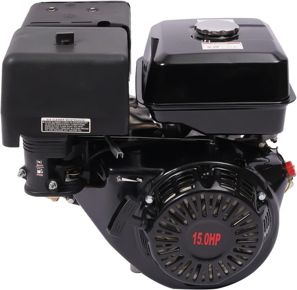 LOYALHEARTDY Gas Engine 4-Stroke 15HP 420CC Multi-Use Gas Motor Hand Pull Start Air Cooling Single-Cylinder OHV Gas Motor Gas Powered Lawn Mower Engine - Black, W57G734R6843R