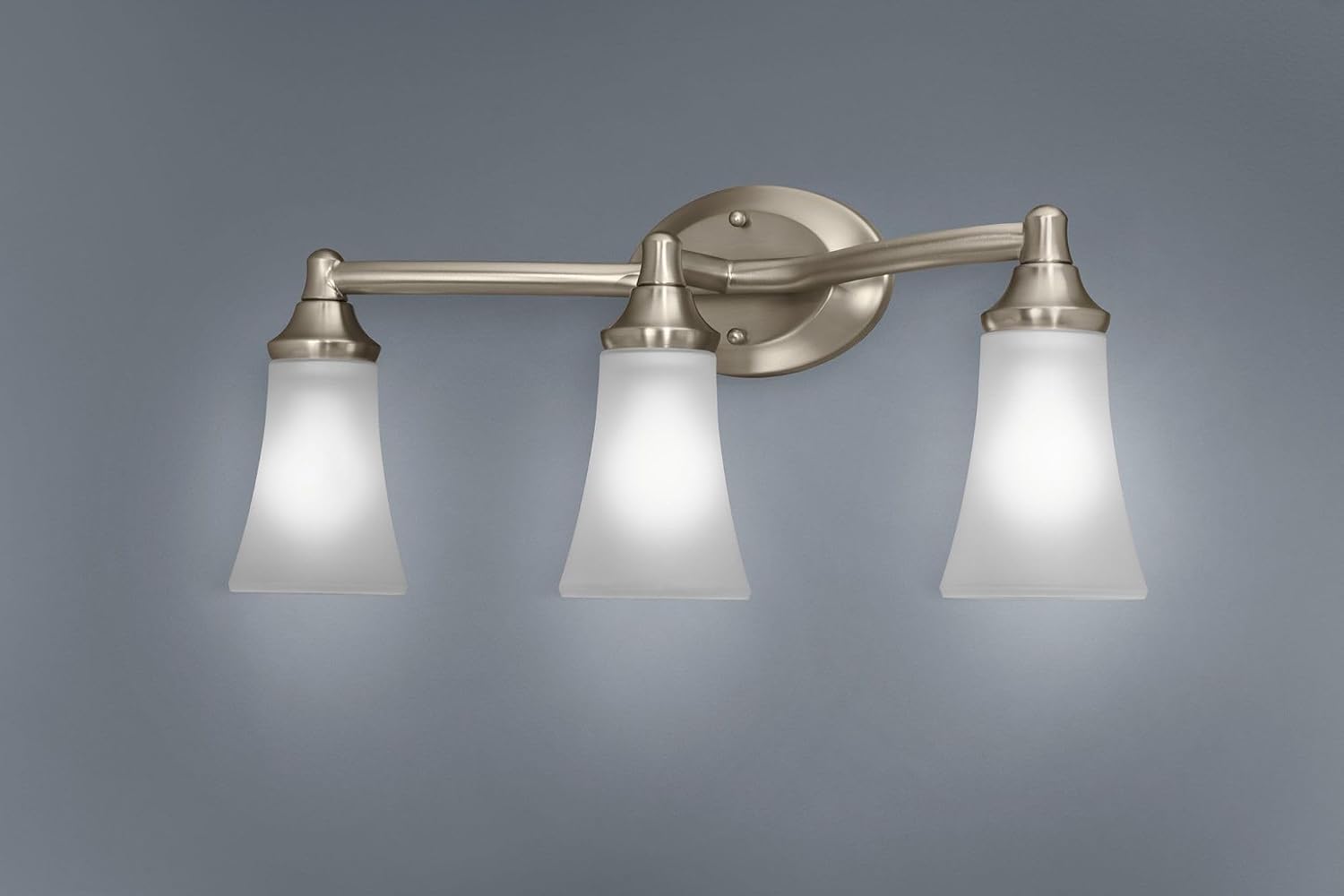 Moen Eva Brushed Nickel 3-Light Dual-Mount Bathroom Vanity Fixture, Bath Lighting with Frosted Glass, YB2863BN