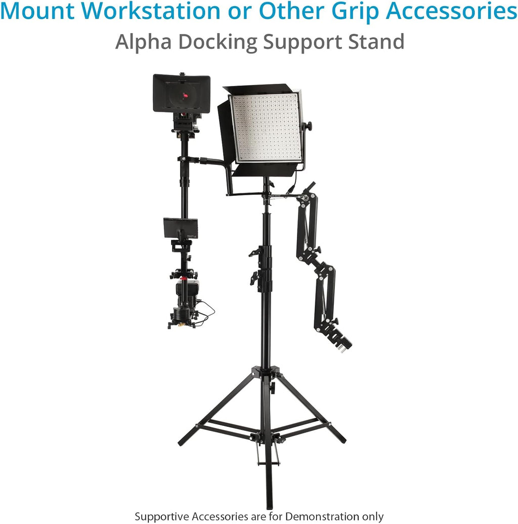 PROAIM Alpha Mobile Workstation: Height Adjustable Stand with 5/8 Baby Pin Mount, Monitor Mount, Wheel Set, Laptop & Accessory Tray. for Camera Operators, Photographers & Videomakers (TP-ALPA-02)