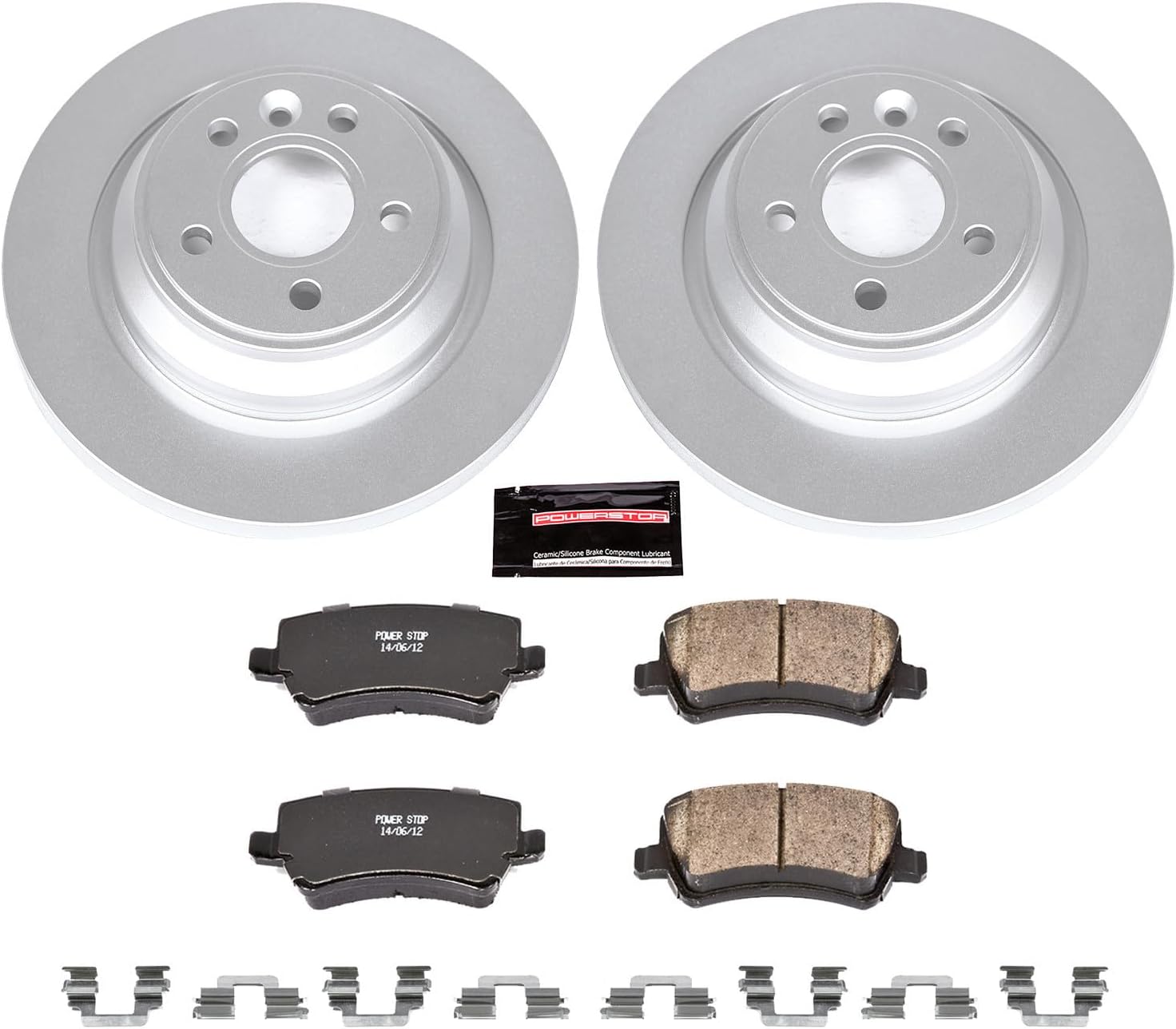 PowerStop Rear Brake Kit for Volvo S60 2011-18 |S60 Cross Country 2016-18 |S80 2007-16 |V60 2015-18 - Fully-Coated Disc Rotors with Z23 Carbon-Fiber Ceramic Brake Pads Upgrade, CRK4704