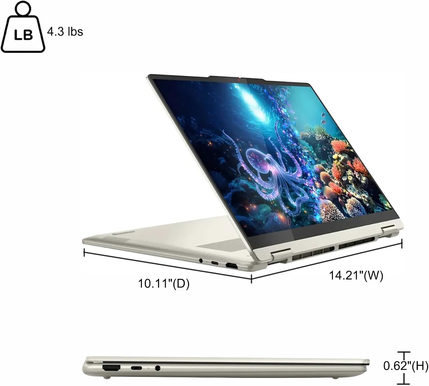 Lenovo Yoga 7 2-in-1 Laptop 16' WUXGA IPS Touch (Glossy Anti-Fingerprint) AMD 6-core Ryzen AI 5 340 (Up to 50 Tops) 16GB RAM 1TB SSD Pen for Creator Business Professional Win11 ICP Hub