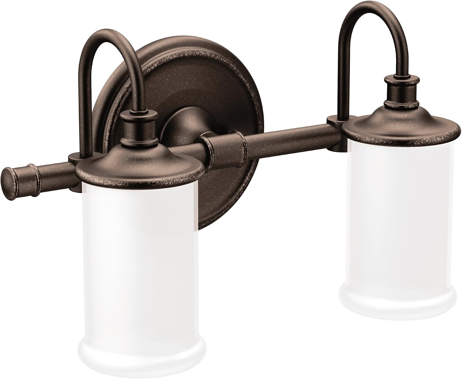 Moen Belfield Oil Rubbed Bronze 2-Light Dual-Mount Bath Bathroom Vanity Fixture with Frosted Glass, YB6462ORB