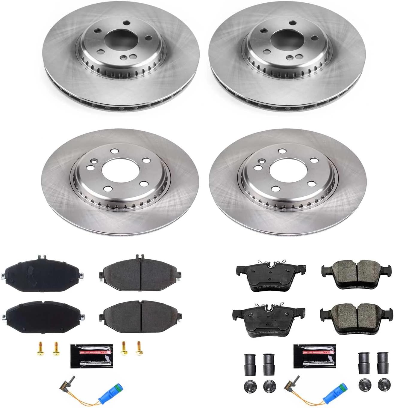PowerStop Front and Rear Brake Kit for Mercedes-Benz C300 2015-16 | Mercedes-Benz C300 2019-21 - Z17 Ceramic Brake Pads & Disc Rotors Replacement, KOE8546