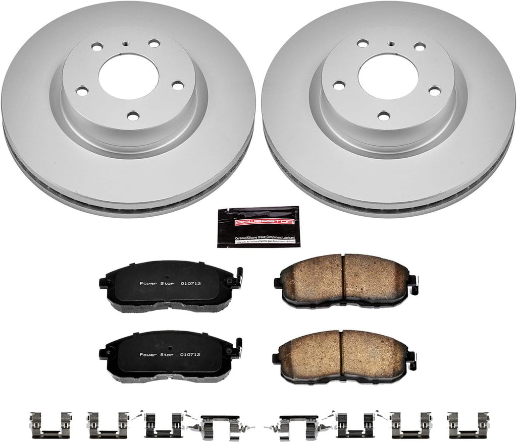 PowerStop Front Brake Kit for INFINITI G35 2003-05 | Nissan 350Z 2003-05 - Fully-Coated Disc Rotors with Z17 Ceramic Brake Pads Replacement, CRK3140