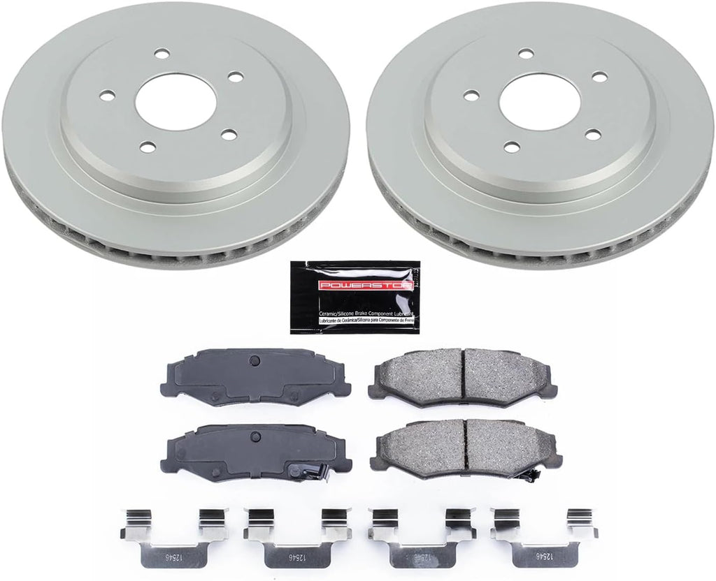 PowerStop Rear Brake Kit for Cadillac XLR 2004-09 | Chevrolet Corvette 1997-13 - Fully-Coated Disc Rotors with Z17 Ceramic Brake Pads Replacement, CRK1563