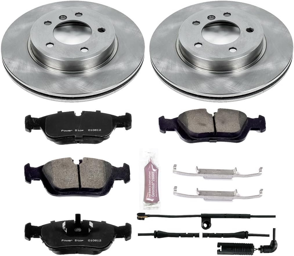 PowerStop Front Brake Kit for BMW 323Ci 2000 |323i 2000 |325Ci 2001-06 |325i 2001-05 |328Ci 2000 |BMW 328i 1999-00 - Z17 Ceramic Brake Pads & Disc Rotors Replacement, KOE869