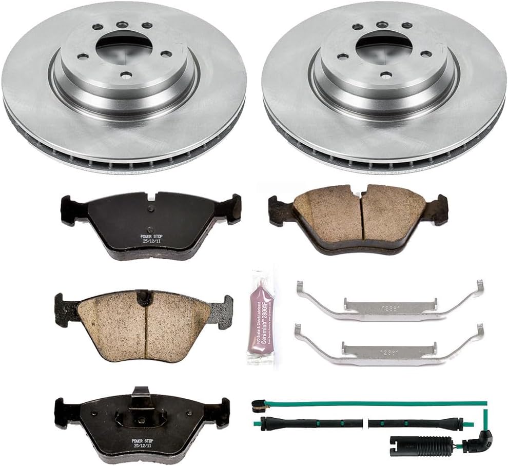 PowerStop Front Brake Kit for BMW 330Ci 2001-06 |330i 2001-05 |330xi 2001-05 - Z17 Ceramic Brake Pads & Disc Rotors Replacement, KOE933