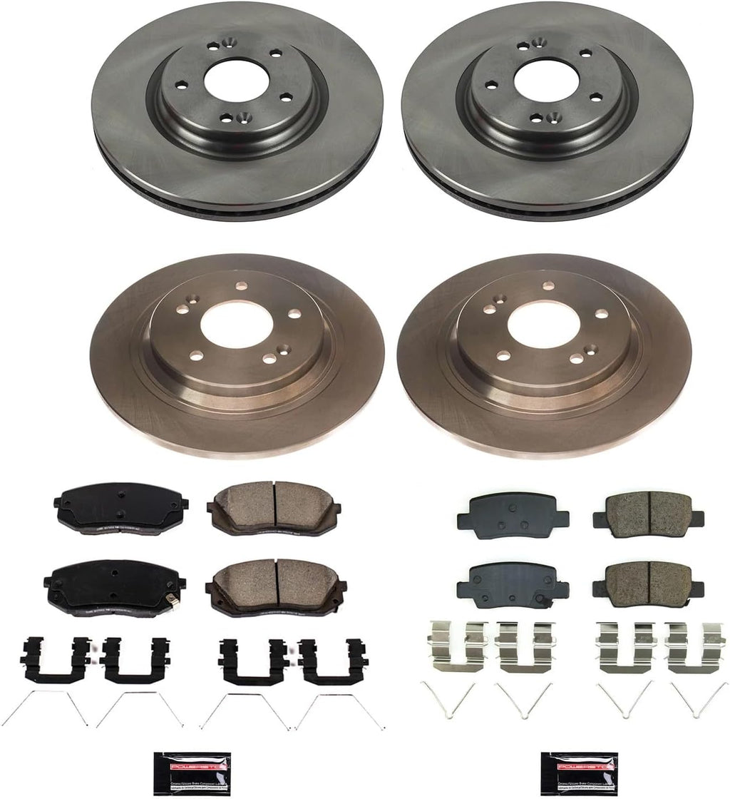 PowerStop Front and Rear Brake Kit for Kia Seltos 2021-23 - Z17 Ceramic Brake Pads & Disc Rotors Replacement, KOE8811