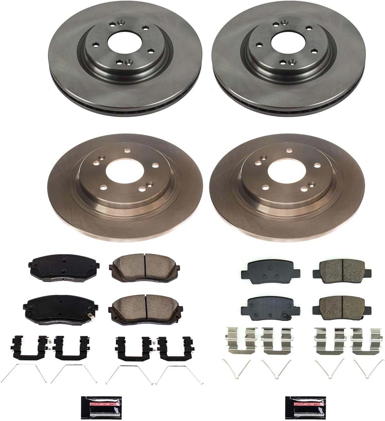 PowerStop Front and Rear Brake Kit for Kia Seltos 2021-23 - Z17 Ceramic Brake Pads & Disc Rotors Replacement, KOE8811