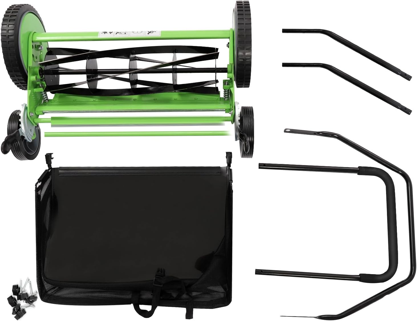 Reel Mower, 20inch 5 Blades Reel Mower, Push Lawn Mower with Grass Catcher, Power Push Garden Grass Lawn Mower for Mowing in Villas, Parks, Gardens