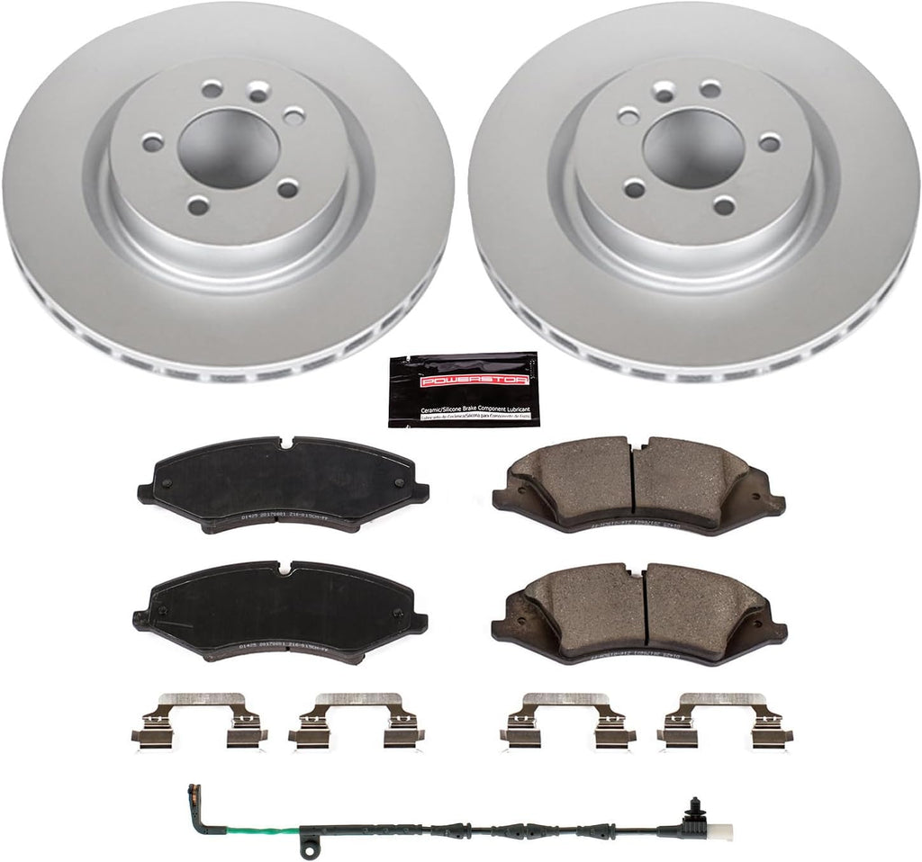 PowerStop Front Brake Kit for Land Rover LR4 2010 - Fully-Coated Disc Rotors with Z23 Carbon-Fiber Ceramic Brake Pads Upgrade, CRK6719