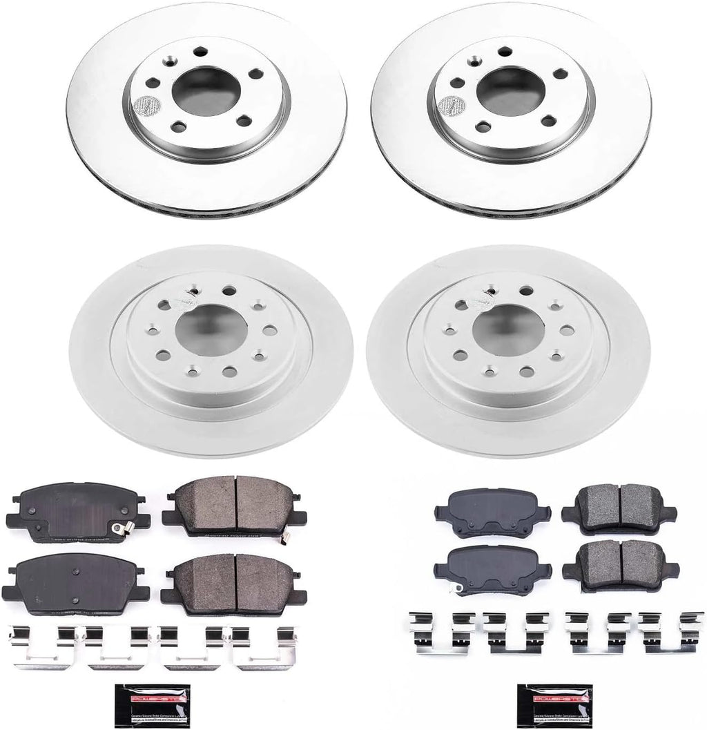PowerStop Front and Rear Brake Kit for Buick LaCrosse 2017-18 |Regal Sportback 2018 |Chevrolet Malibu 2016-19 - Fully-Coated Disc Rotors with Z17 Ceramic Brake Pads Replacement, CRK7566