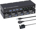 8K DP KVM Switch 2 Monitors 4 Computers,8K@30Hz 4k@144Hz Dual Displayport USB 3.0 Switcher for 4 PC Share Keyboard Mouse(with EU Plug)