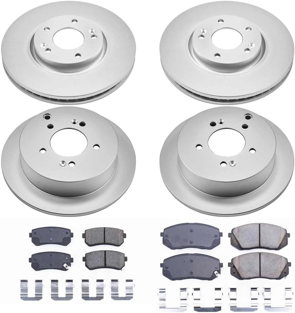 PowerStop Front and Rear Brake Kit for Hyundai Tucson 2010-15 | Kia Sportage 2011-16 - Fully-Coated Disc Rotors with Z17 Ceramic Brake Pads Replacement, CRK6307