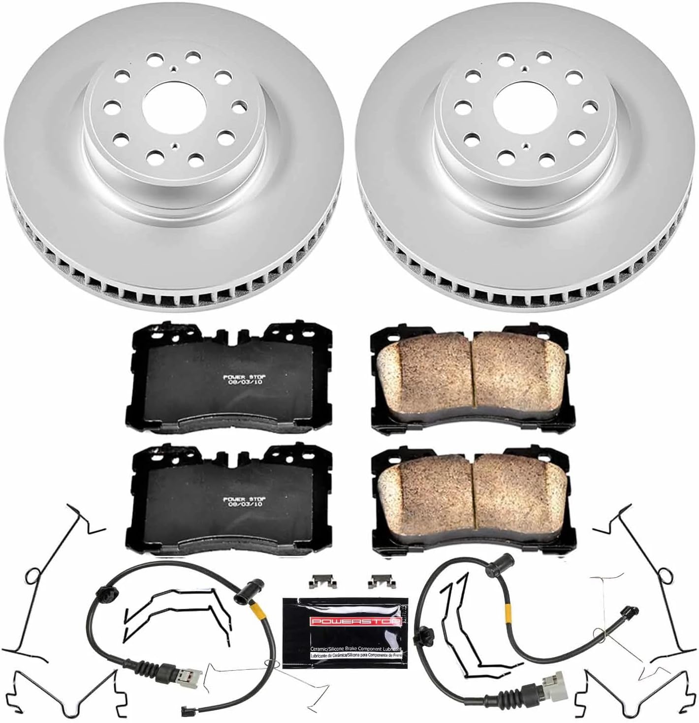 PowerStop Front Brake Kit for Lexus LS460 2010-17 - Fully-Coated Disc Rotors with Z17 Ceramic Brake Pads Replacement, CRK5824