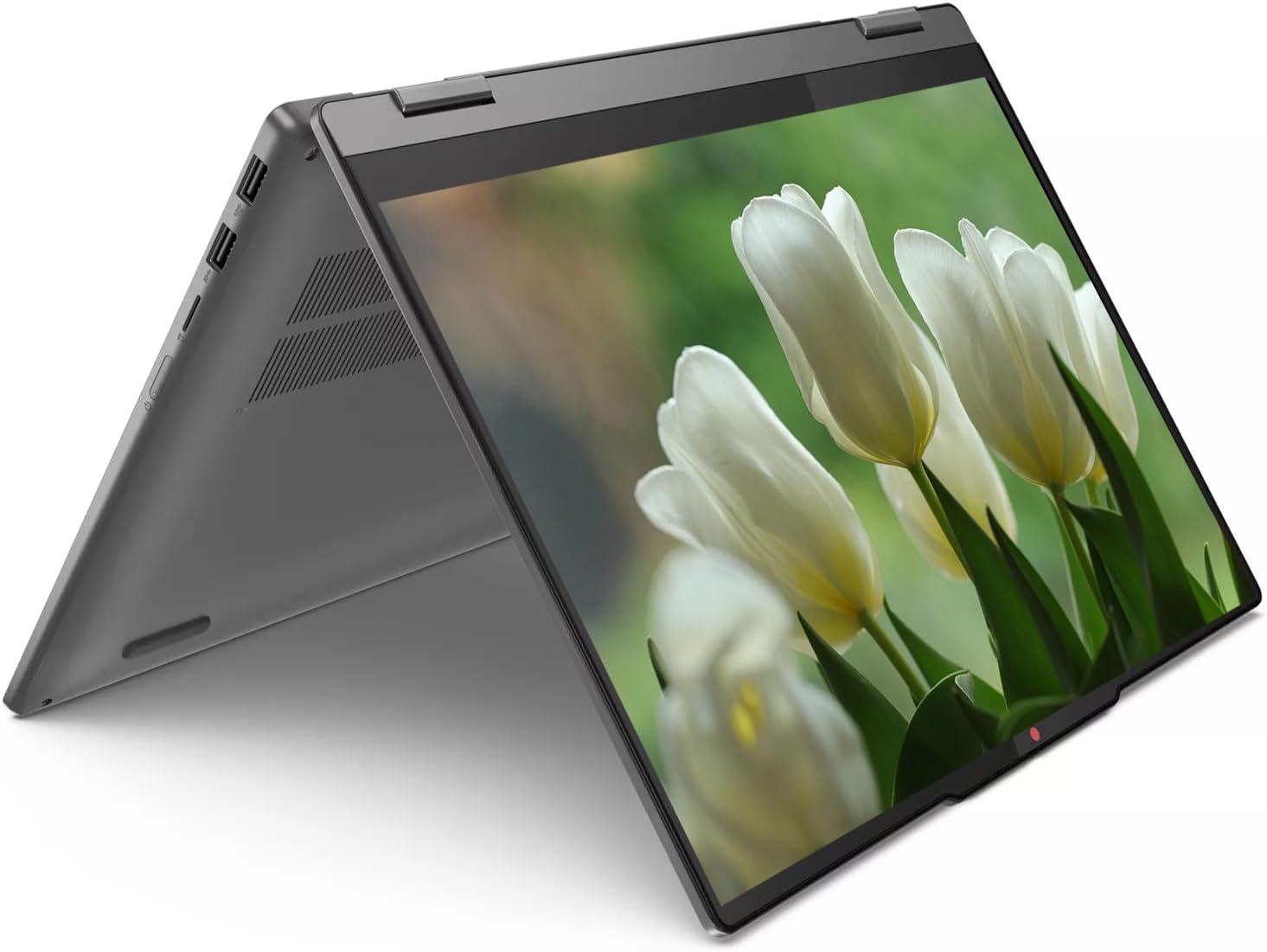 Lenovo Ideapad 5 14' 2-in-1 WUXGA Touchscreen Laptop, 8-core AMD Ryzen 7 8845HS, 16GB LPDDR5 RAM, 1TB SSD, Fingerprint, Backlit Keyboard, Stylus Pen, Win 11 Home, Luna Grey, EAT Laptop Foldable Stand