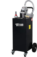 TUFFIOM 35 Gallon Fuel Gas Caddy w/Wheels & Manual Siphon Pump, Portable Diesel Fuel Transfer Storage Tank w/11.9ft Hose, Gasoline Can Container for ATV Car Mowers Tractor Boat Motorcycle
