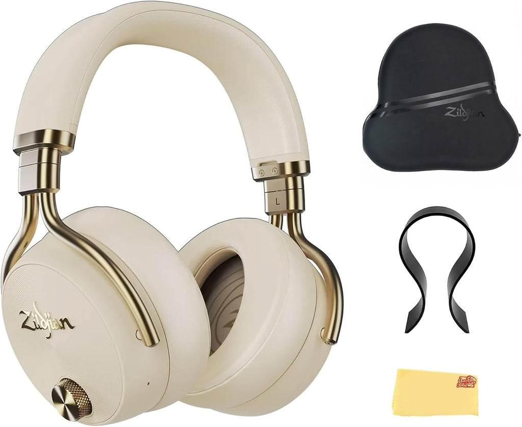 Zildjian ALCHEM-E Perfect Tune Headphones - Sandstorm Bundle with Case, Stand, and Austin Bazaar Polishing Cloth