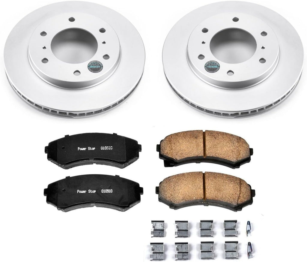 PowerStop Front Brake Kit for Mitsubishi Montero 2001-06 - Fully-Coated Disc Rotors with Z17 Ceramic Brake Pads Replacement, CRK148
