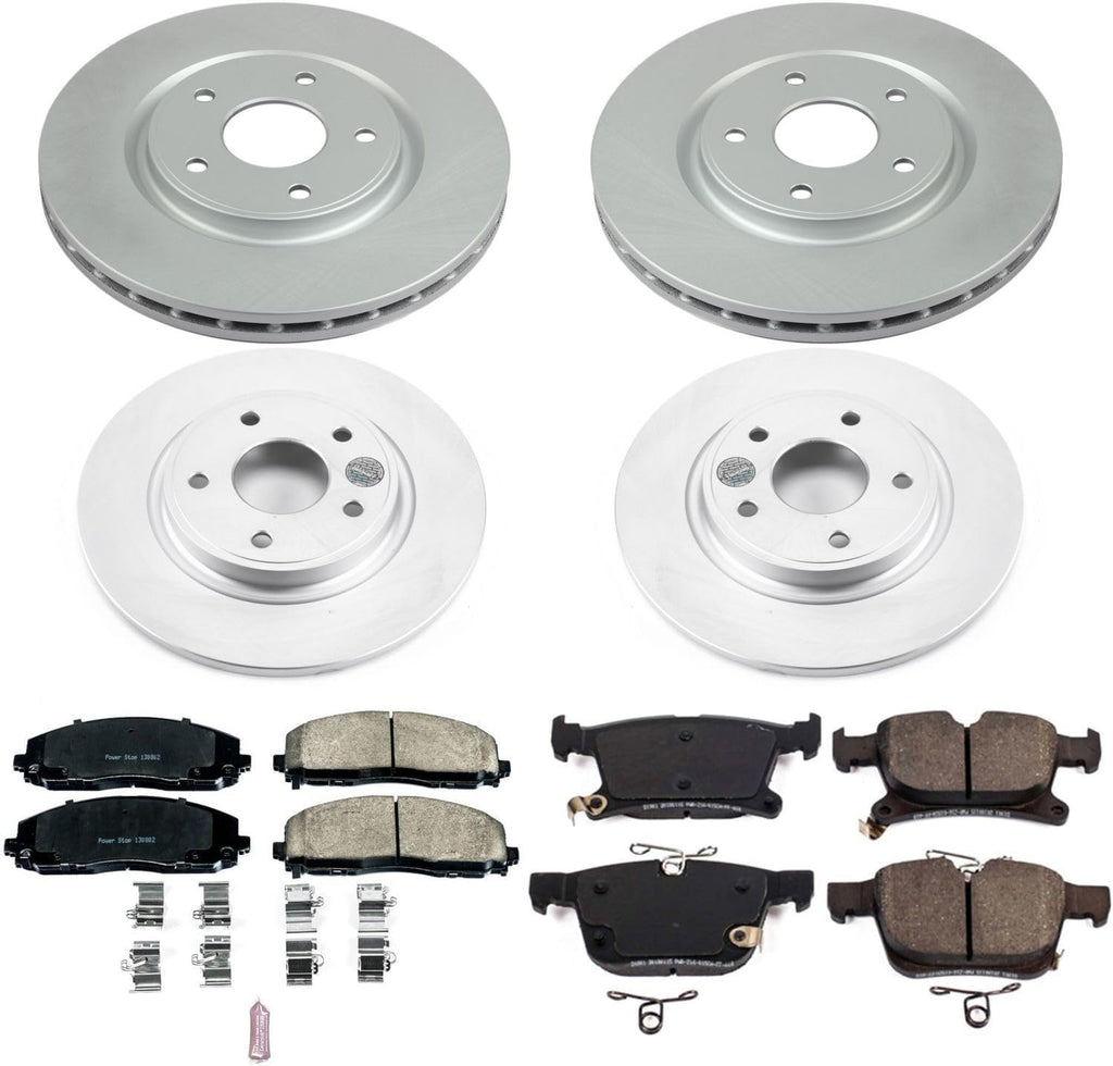 PowerStop Front and Rear Brake Kit for Chrysler Pacifica 2017-24 | Chrysler Voyager 2020-24 - Fully-Coated Disc Rotors with Z17 Ceramic Brake Pads Replacement, CRK7841