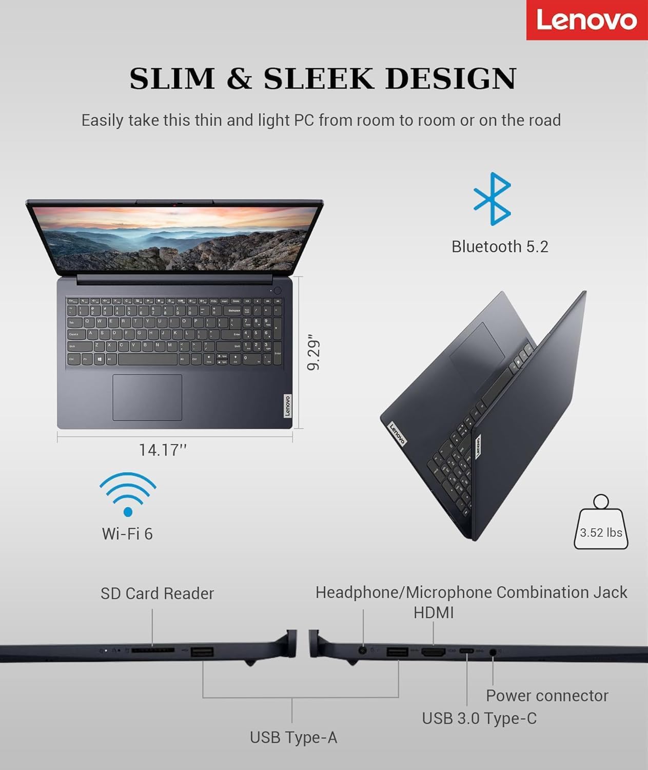 Lenovo IdeaPad 1i 15.6 Inch FHD Touchscreen Laptop | Intel 10-Core i5 1335U | 16GB RAM, 1TB SSD | WiFi 6 | 10HR Battery, Rapid Charge | Iris Xe Graphics | Windows 11, AI Copilot | Abyss Blue