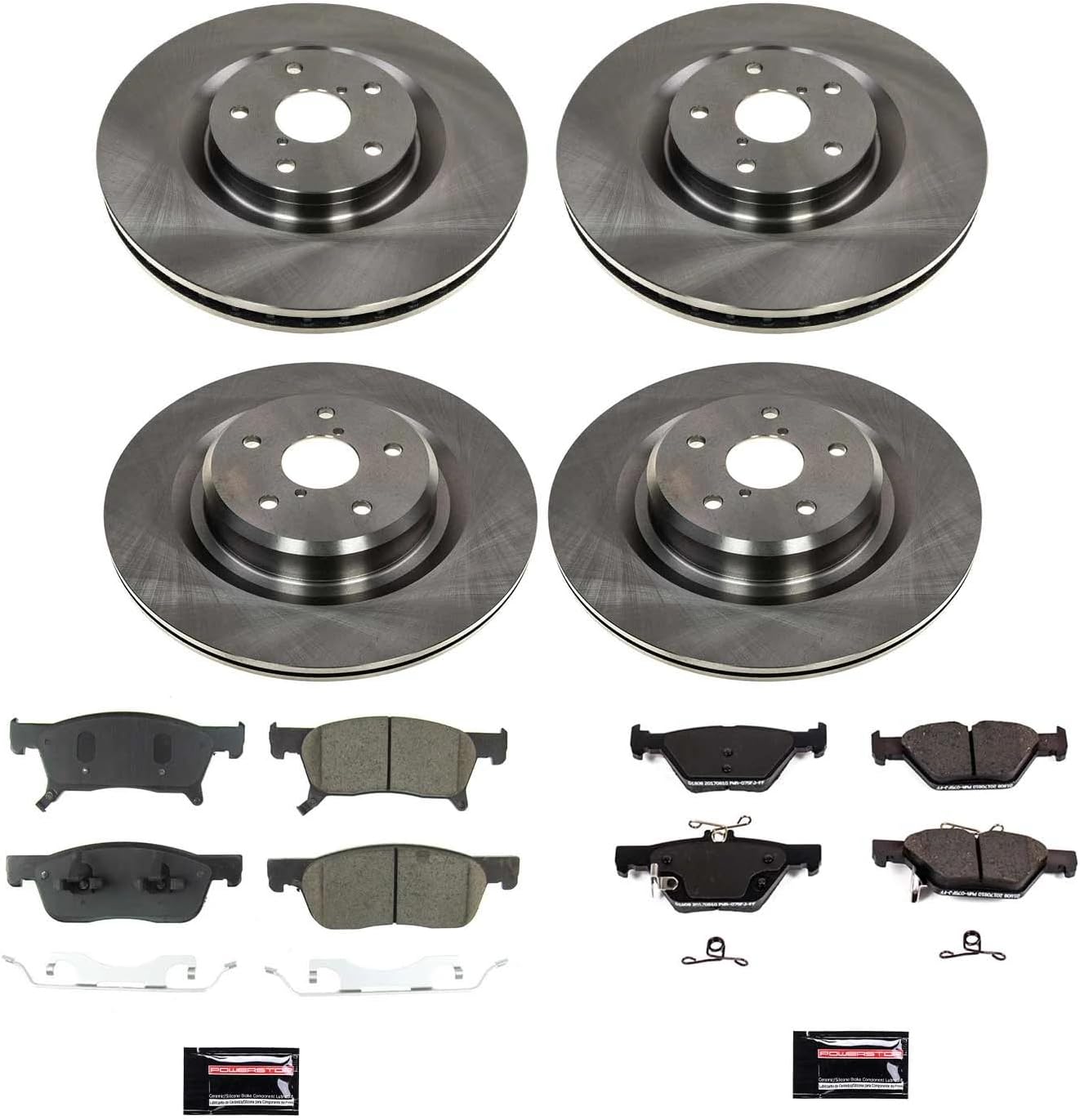 PowerStop Front and Rear Brake Kit for Subaru Ascent 2019-20 - Z17 Ceramic Brake Pads & Disc Rotors Replacement, KOE8518