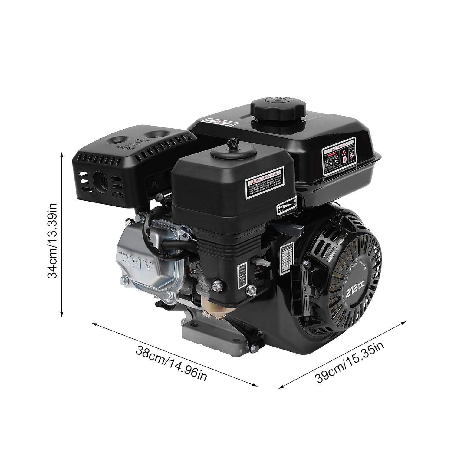 4-Stroke 7.5HP Gas Engine, 210CC OHV Air Cooled Pullstart Motor Fit for Honda GX160/170F Single Cylinder Air Cooled Gasoline Engine Pull Start Motor Gas Engine for Compressor Lawnmower