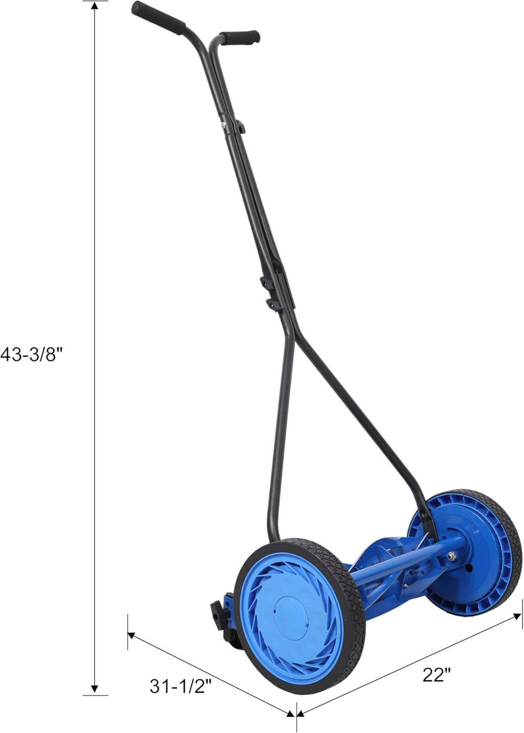 Family & Pet Safe Push Reel Mower 16', Manual Blue Lawn Cutter for a Healthy, Chemical-Free Yard - Perfect for Teaching Kids Lawn Care, Offers Light Exercise and a Pristine, Safe Grass Finish