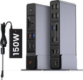 TobenONE USB C Docking Station 3 Monitors, 18-in-1 Triple 4K Display, 150W Power Adapter with 20W Fast Charging, 8 USB Ports up to 10Gbps, 2 HDMI/DP/USB C, for Windows/Chrome OS